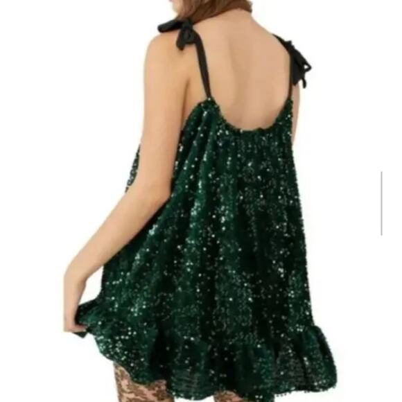 New Free People Nova Convertible Sequin Mini Dress Size L - Picture 3 of 8